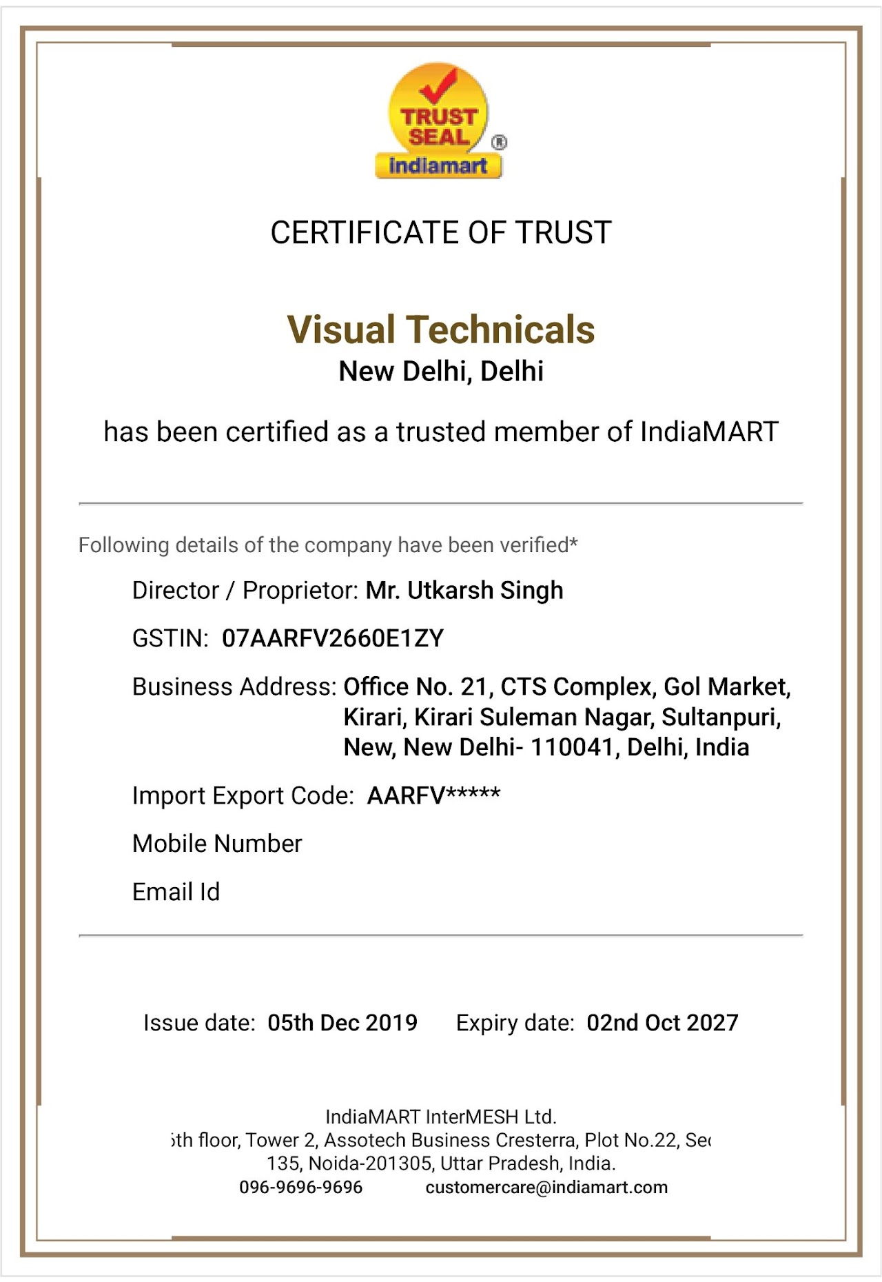 IndiaMART Trust Seal